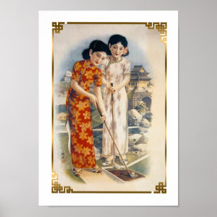 Poster Shanghai Beauties Vintage China Women Golfing