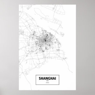 Poster Shanghai, China (preto no branco)