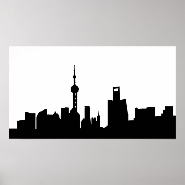 Poster shanghai city skyline silhouette china (Frente)