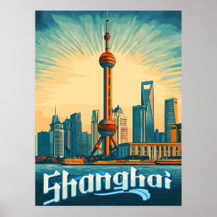 Poster Shanghai Skyline - Surpreendente paisagem urbana