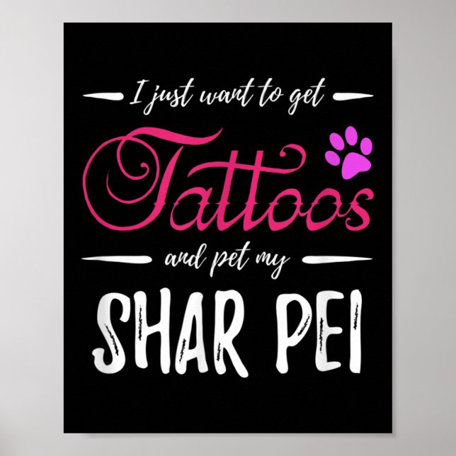 Poster Shar Pei Cachorro Tatuando Cachorro Engraçado Mãe  (Frente)