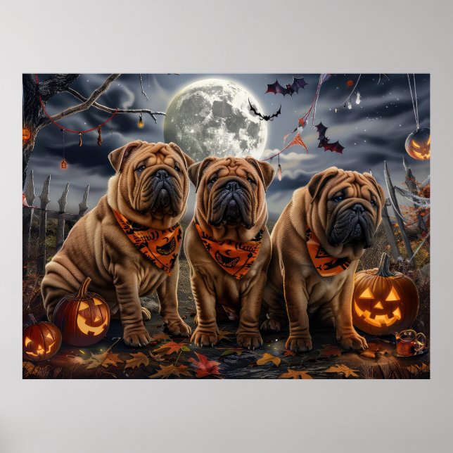 Poster Shar Pei Halloween Spooky (Frente)