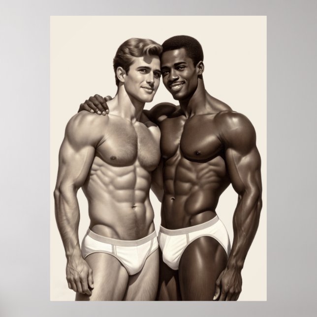 Poster Shared Radiance: A Golden Age Duo Embracing (Frente)