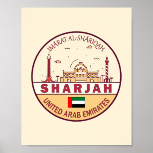 Poster Sharjah United Arab Emirates City Skyline Emblem