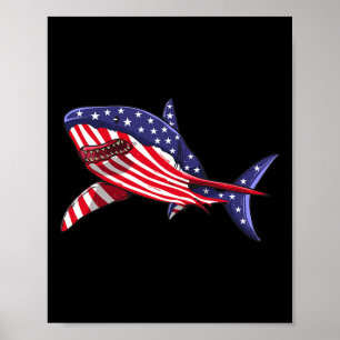Poster Shark American Flag Jawsome 4 De Julho Meninos