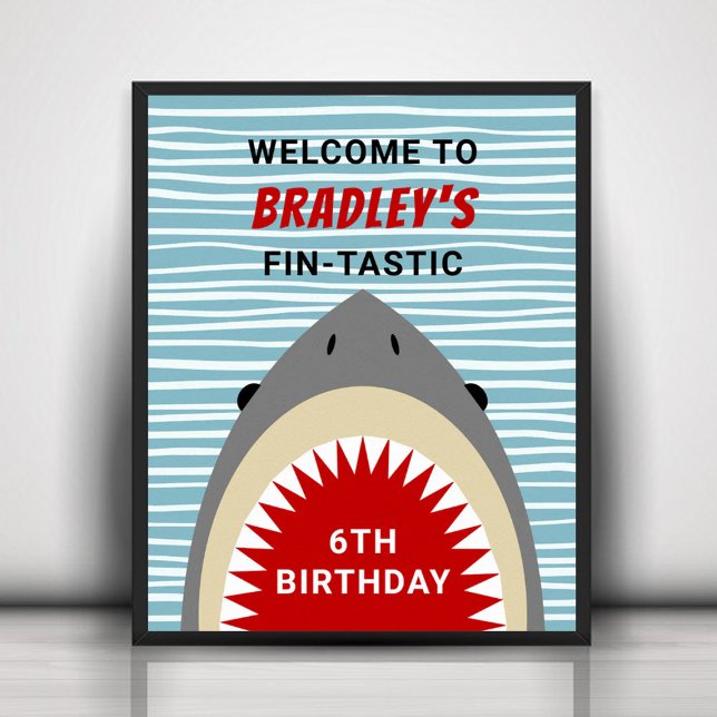Poster Shark Bite Qualquer Sinal De Festa de aniversário  (Criador carregado)