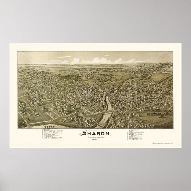 Póster Sharon, PA Panorâmica - 1901 (Frente)