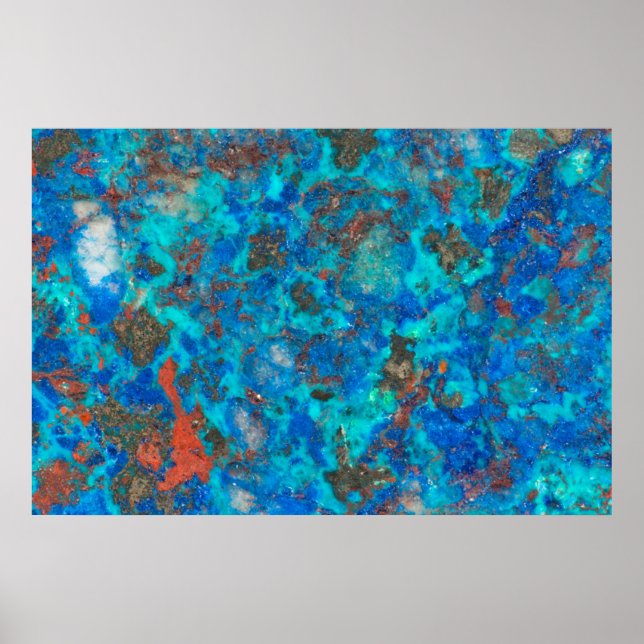 Póster Shattuckita azul com padrão (Frente)