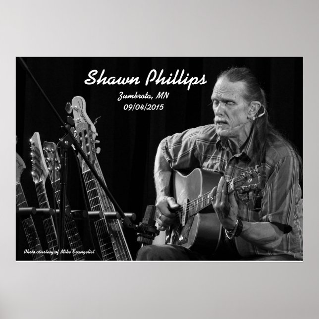 Póster Shawn Phillips LIVE em Zumbrota, MN em 2015 (Frente)