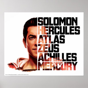 Poster SHAZAM! gráfico do acrônimo do close up de  