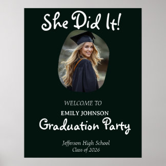 Poster She Did It! Modern Photo Graduation Party 