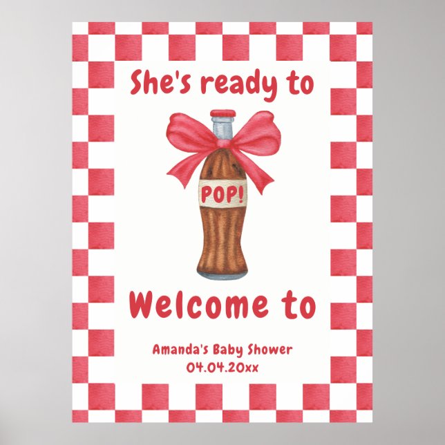 Poster She is Ready to Pop Soda Bottle Baby Shower (Frente)