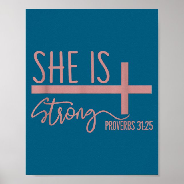 Poster She Is Strong Proverbs 31_25 Shirt  (Frente)