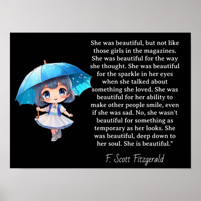 Poster She was beautiful === F.Scott Fitzgerald  quote (Frente)