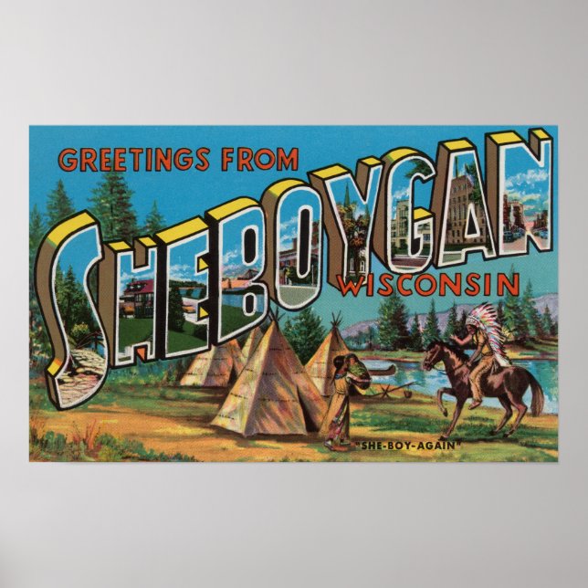 Póster Sheboygan, Wisconsin (índios # 2) (Frente)