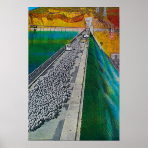 Póster Sheep across Grand Coulee Dam