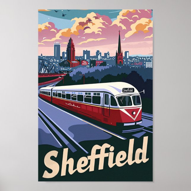 Poster Sheffield Excelente Grã-Bretanha Ilustração Viagem (Frente)
