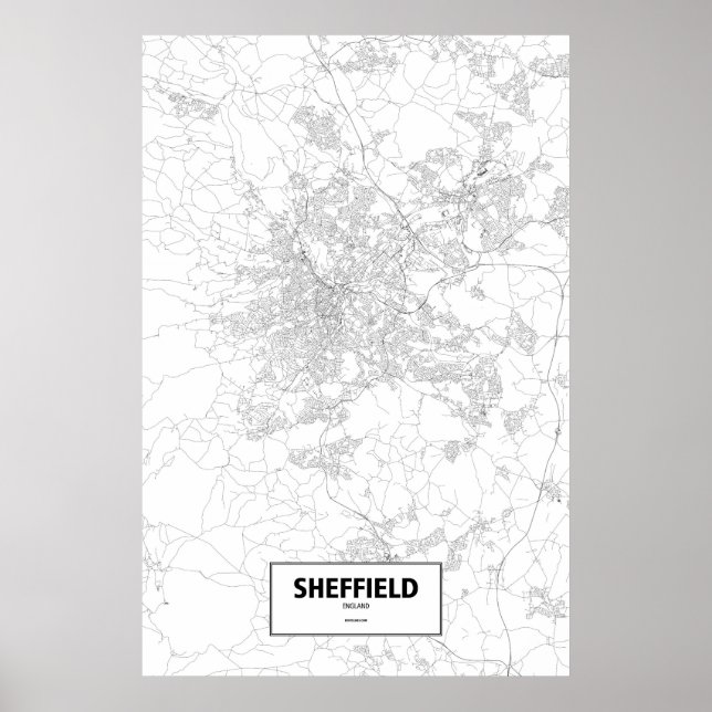 Póster Sheffield, Inglaterra (preto no branco) (Frente)