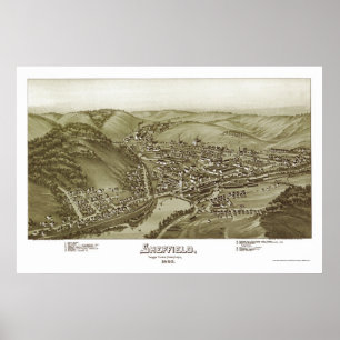 Póster Sheffield, mapa panorâmico do PA - 1895