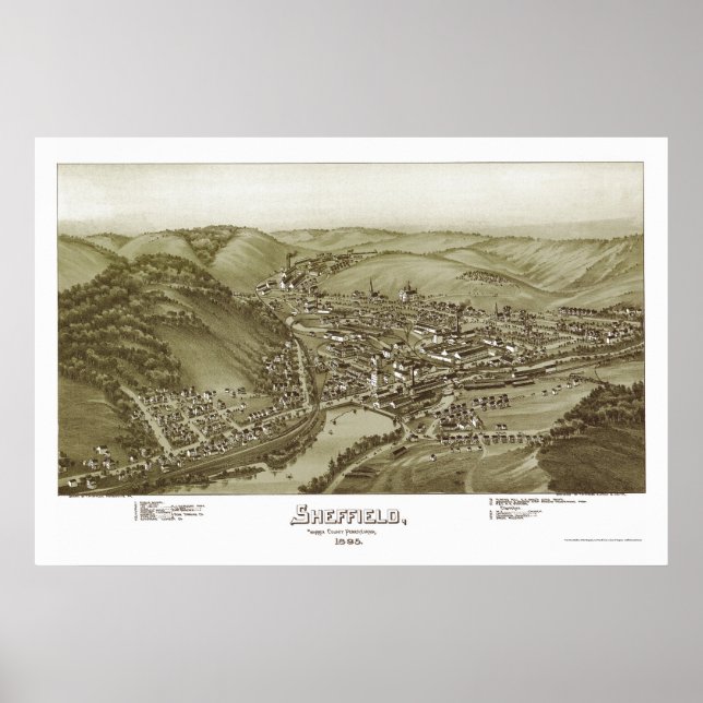Póster Sheffield, PA Panorâmica - 1895 (Frente)