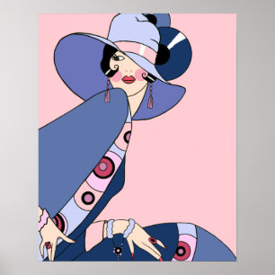 Póster Shelby, 1920s Lady in Pink and Blue