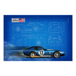 Póster shelby Daytona Coupe Blueprint