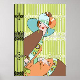 Póster Shelby, senhora dos anos 30 no quivi e Brown