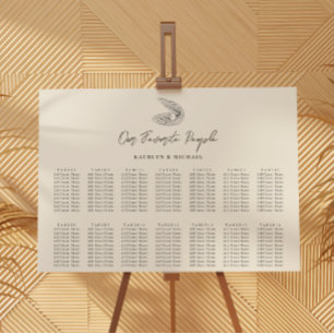 Poster Shell Beach Ocean Wedding 14 Gráficos de Mesa