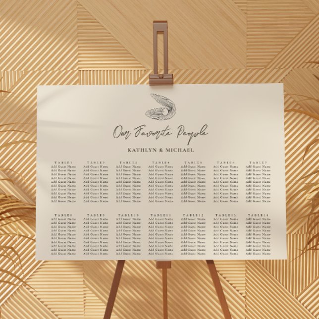Poster Shell Beach Ocean Wedding 14 Gráficos de Mesa (Criador carregado)