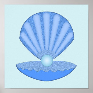Poster Shell de Ostra Blue Baby Boy e Pérola