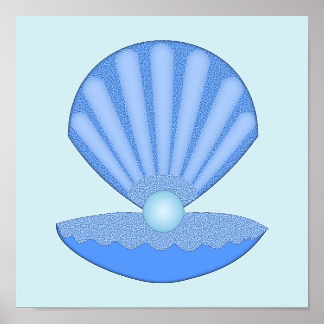 Poster Shell de Ostra Blue Baby Boy e Pérola (Frente)