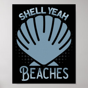Poster Shell Sim Sandbar Summer Vacing Beache Tropical