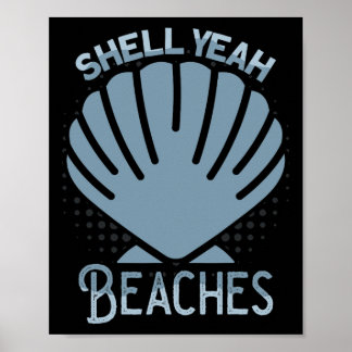 Poster Shell Sim Sandbar Summer Vacing Beache Tropical