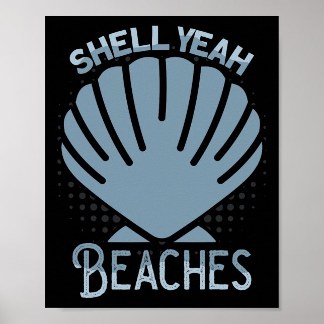 Poster Shell Sim Sandbar Summer Vacing Beache Tropical (Frente)