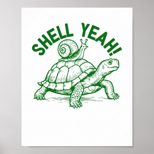 Poster Shell Sim Turtle Snail Engraçado (Frente)