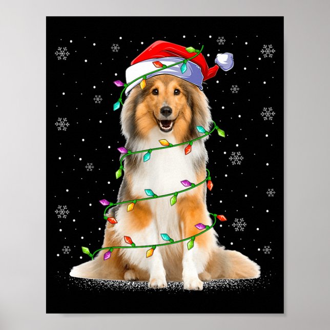 Poster Sheltie Dog Lover Xmas Lighting Santa Sheltie Chri (Frente)