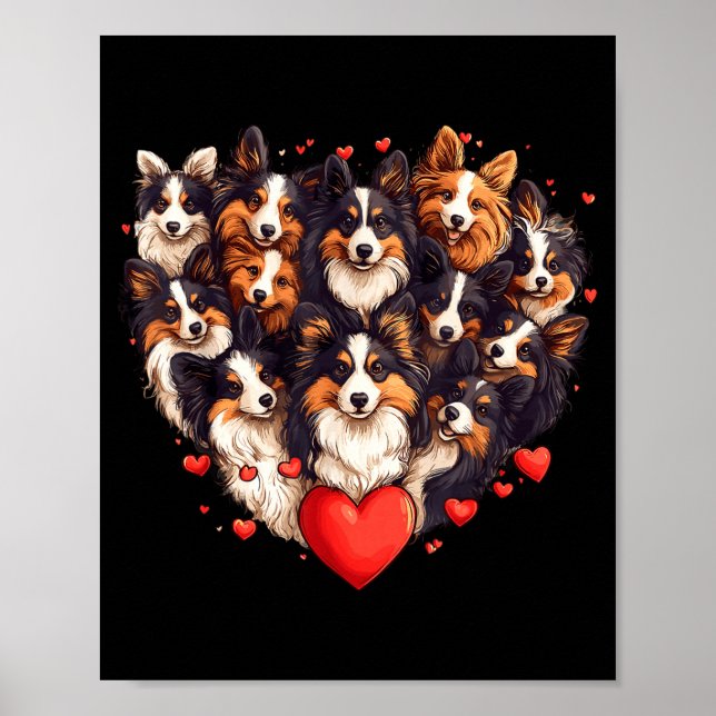 Poster Sheltie Heart-shaped Cute Sheltie Dog Lover Men Wo (Frente)