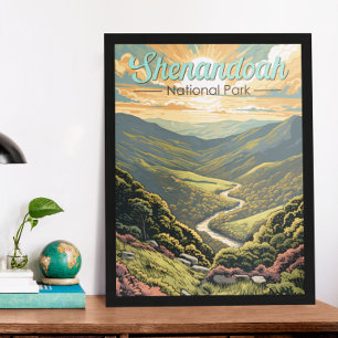 Poster Shenandoah National Park Illustration Viagem Retro