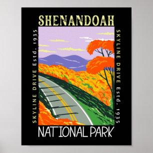 Poster Shenandoah National Park Skyline Drive, em desgost