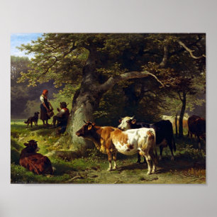 Poster Shepherd and Cow Herd at the Pond