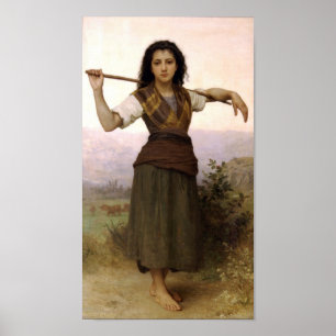 Póster Shepherdess de William-Adolfo Bouguereau-The