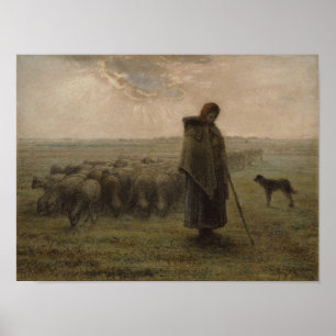 Poster Shepherdess e seu rebanho   1862-63