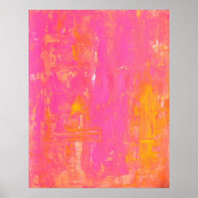 Póster 'Sherbet' Arte Abstrato rosa e amarela (Frente)