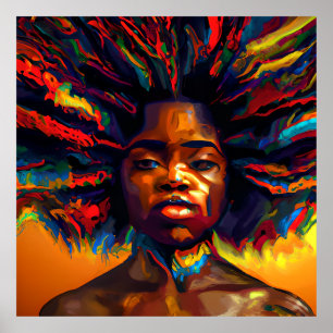 Poster Shero Rainbow Hair Black Melanin Afro Queen Crown