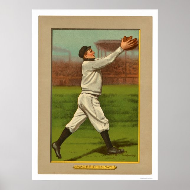 Póster Sherry Magee Phillies Baseball 1911 (Frente)