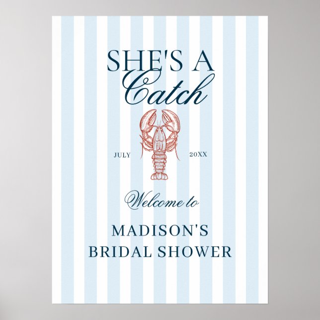 Poster She's a catch Lobster Bridal Shower Welcome (Frente)