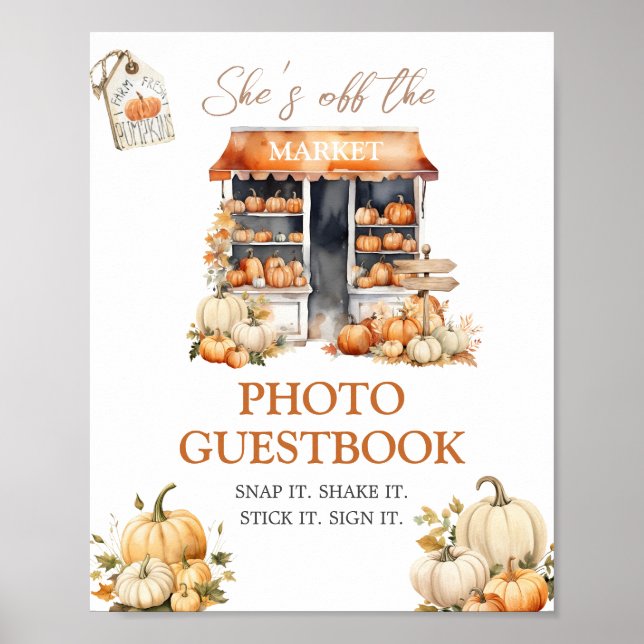 Poster She's Off The Market Fall Pumpkin Photo Guestbook (Frente)
