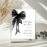 Poster She's Tying The Knot Black Bow Bridal Shower<br><div class="desc">Celebrate the bride-to-be in style with this elegant She’s Tying The Knot Black Bow Bridal Shower Welcome Sign. Featuring a chic black bow design and modern typography, this sign creates a sophisticated and memorable entrance for your bridal shower celebration. The timeless black and white aesthetic adds a touch of minimal...</div>