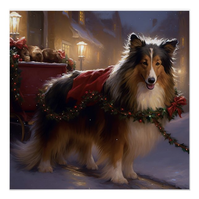 Póster Shetland Sheepdog Christmas Fesason Season (Frente)