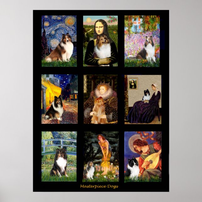 Poster Shetland Sheepdog Composto de Arte Familiar (Frente)